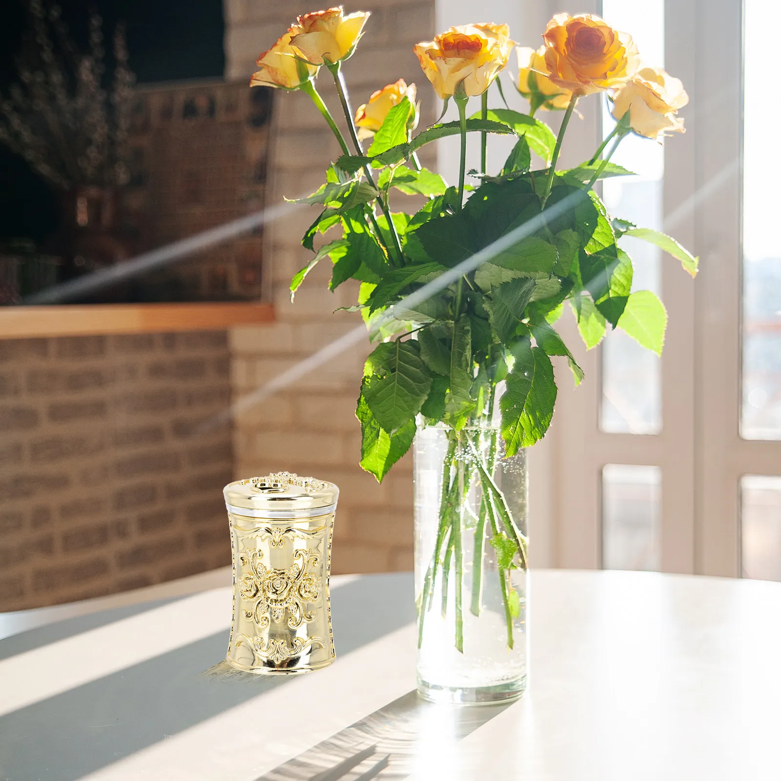 

Набор из 2 автоматических держателей для зубочисток, золотистый вращающийся диспенсер для кухни, органайзер для хранения, плавная работа, для ватных палочек и зубных принадлежностей