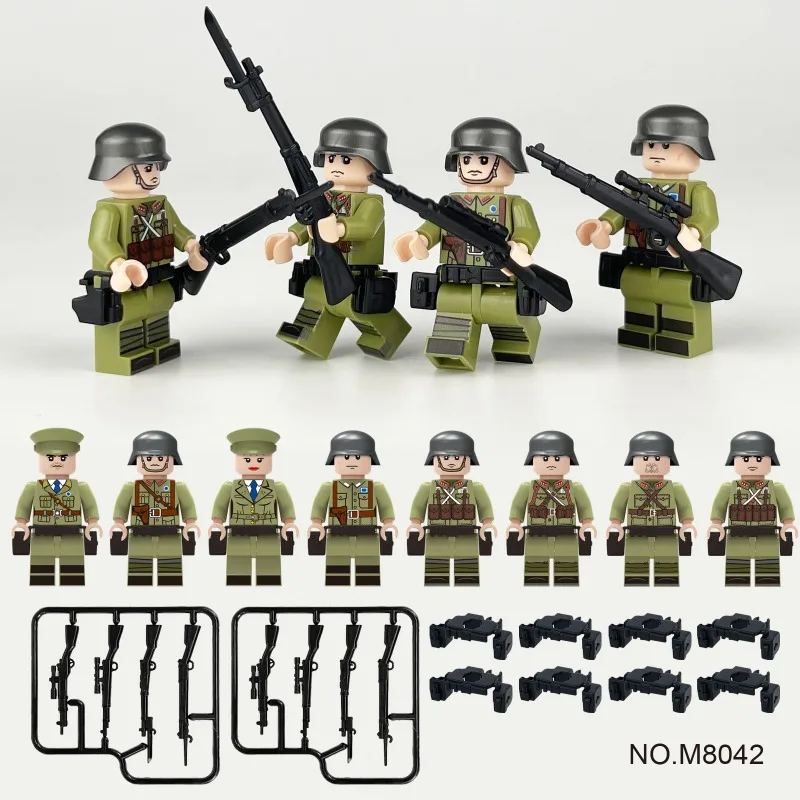 M8042 military series officers, soldiers, soldiers, building blocks, dolls, weapons pieces, gun boxes, model boys\' toys.