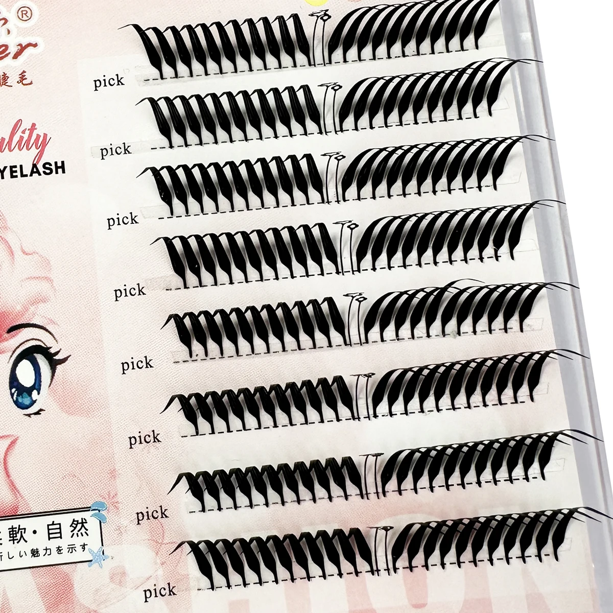 New8-15mm Fox Comic Spire Lashes Premade Fans Estensioni delle ciglia Naturale Morbido Volume individuale Ciglia finte Fornitori Trucco