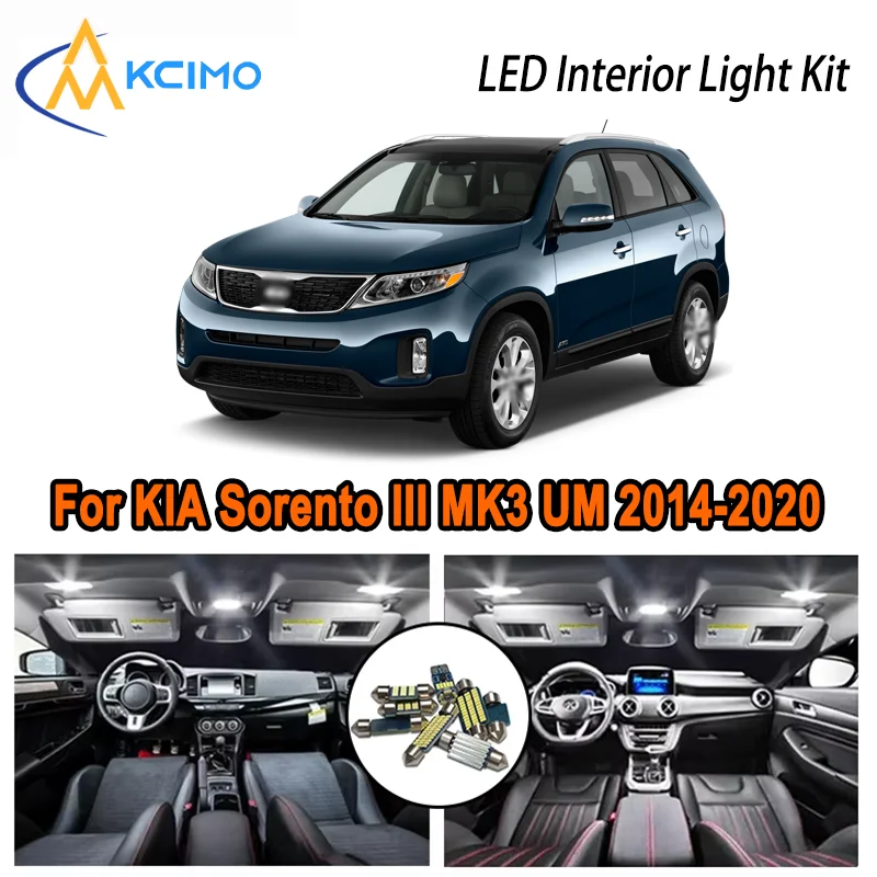 

For KIA Sorento III MK3 UM 2014-2020 2015 2016 2017 2018 LED Interior Dome Map Trunk Light Kit Car Led Lamps Canbus No Error