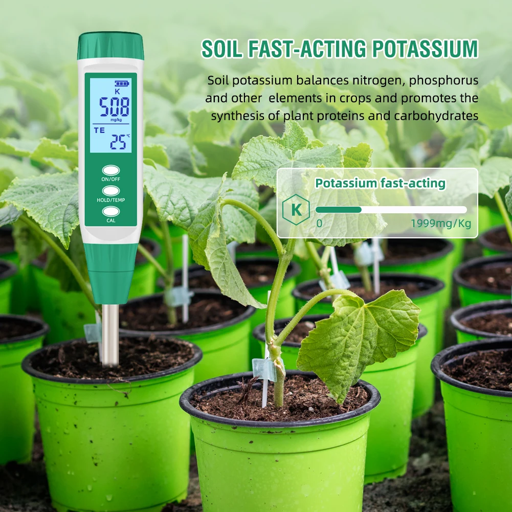 Digital Soil NPK Meter Quick-acting Nitrogen/Phosphorus/Potassium Nutrient Analyzer Fertility Tester for Gardening Agriculture