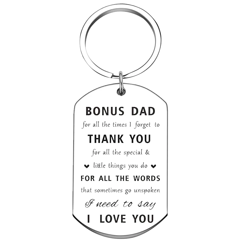 Cute Father's Day Birthday Gift keychain Bonus Dad Gifts Key Chain Pendant Step Dad Gifts Stepdad Gifts