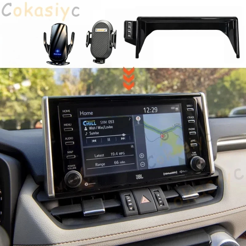 

For Toyota RAV4 XA50 2019 2020 2021 2022 2023 Car Phone Holder 8" Screen Panel Fixed Base Fast Wireless Charging Phone Mount Car
