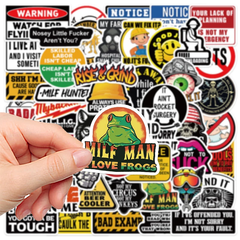 100PCS Creative Warning Sign Stickers DIY Fashion Decor Diary Stationery Box Bicycle Helmet Skateboard Aesthetic Decals Toys