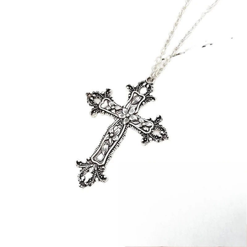2026 hot! Retro Gothic punk cross keychain hanging key tool flowers