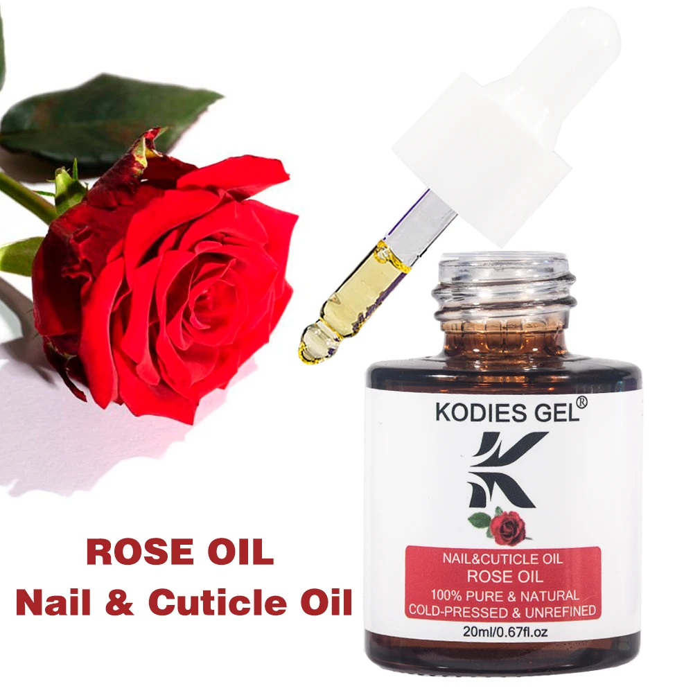 KODIES GEL Rose Essential Cuticle Oil for Nails Repair 20ML Therapy Pro Treatment Nail Strengthener Heal Cracked Rigid Cuticles