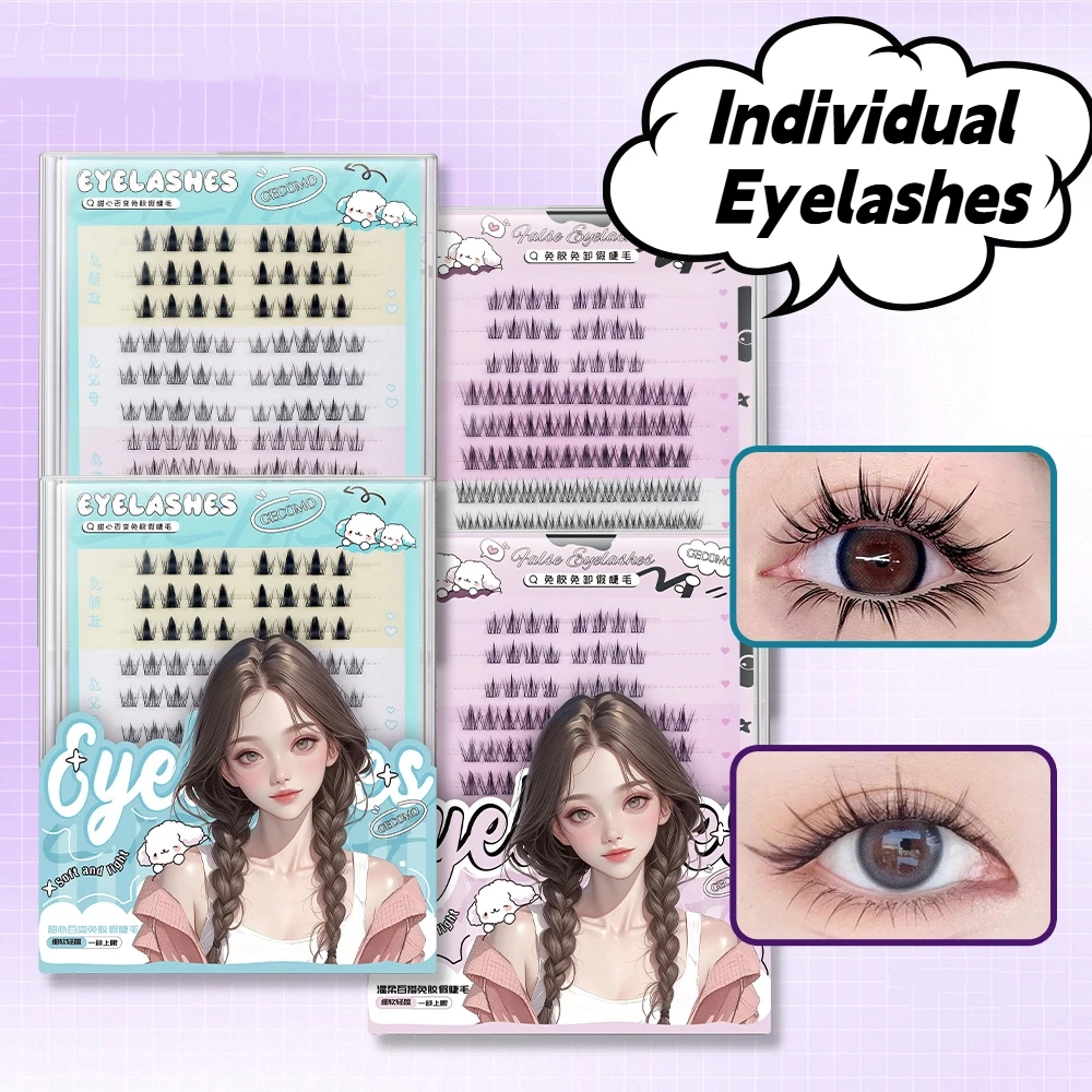 Segmentierte gemischte Einzelwimpern, große Kapazität, Sonnenblumen-Pfauenschwanz, C-Locken, falsche Wimpern, langlebig, 126 Stück