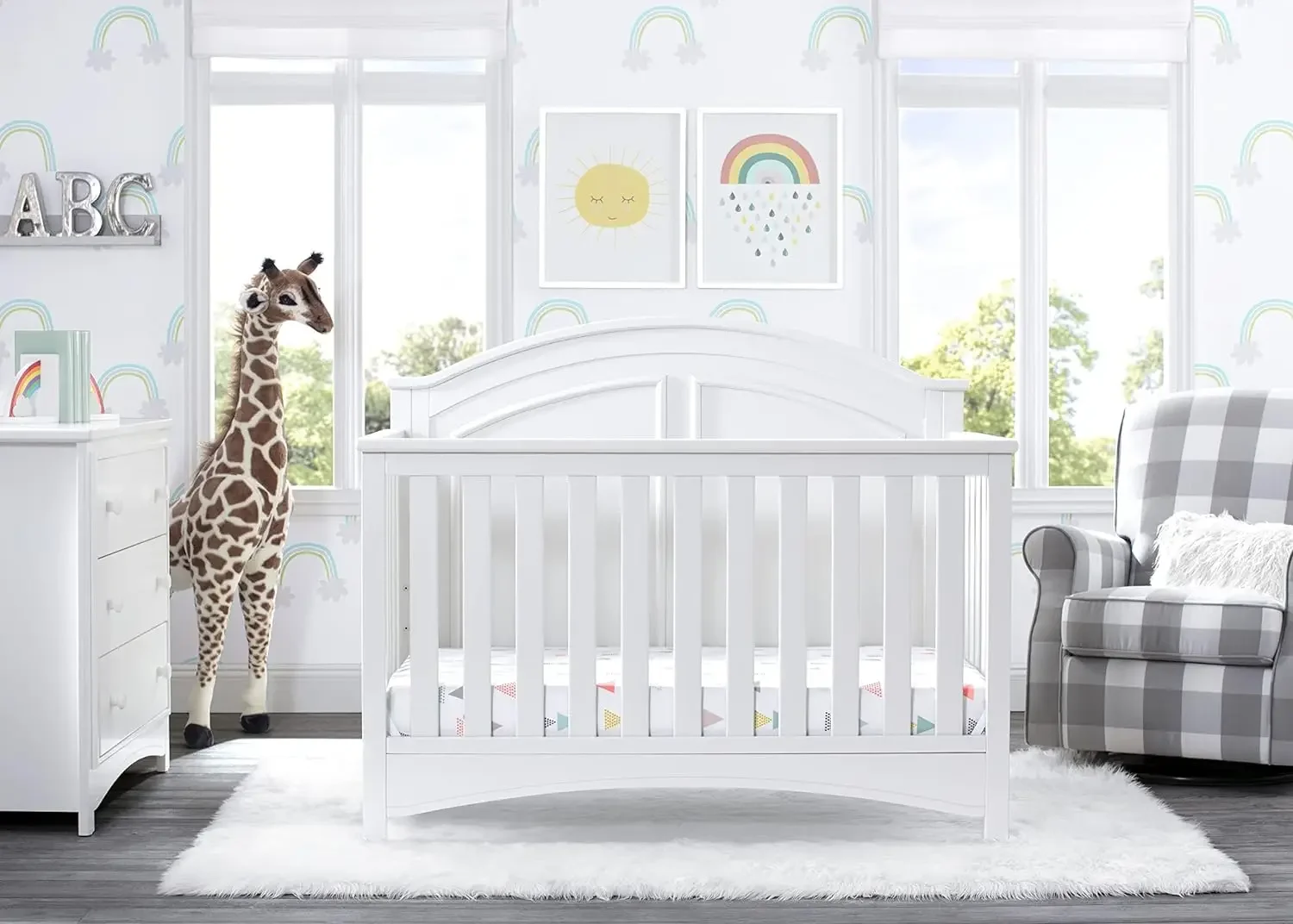 Delta Children Perry 6-in-1 converteerbare wieg - Greenguard Gold-gecertificeerd, Bianca White