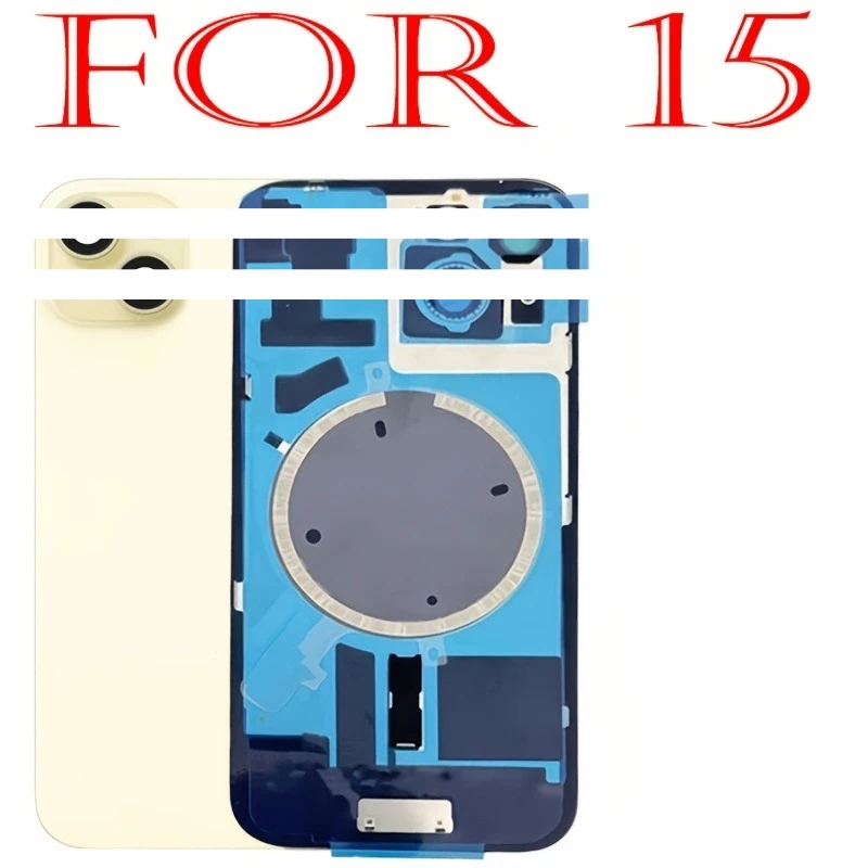 For Iphone 15/15 Plus Back Glass Replacement Part 1PCS Battery Back Door Glass Cover Replacement with Magnets, Brackets image 3