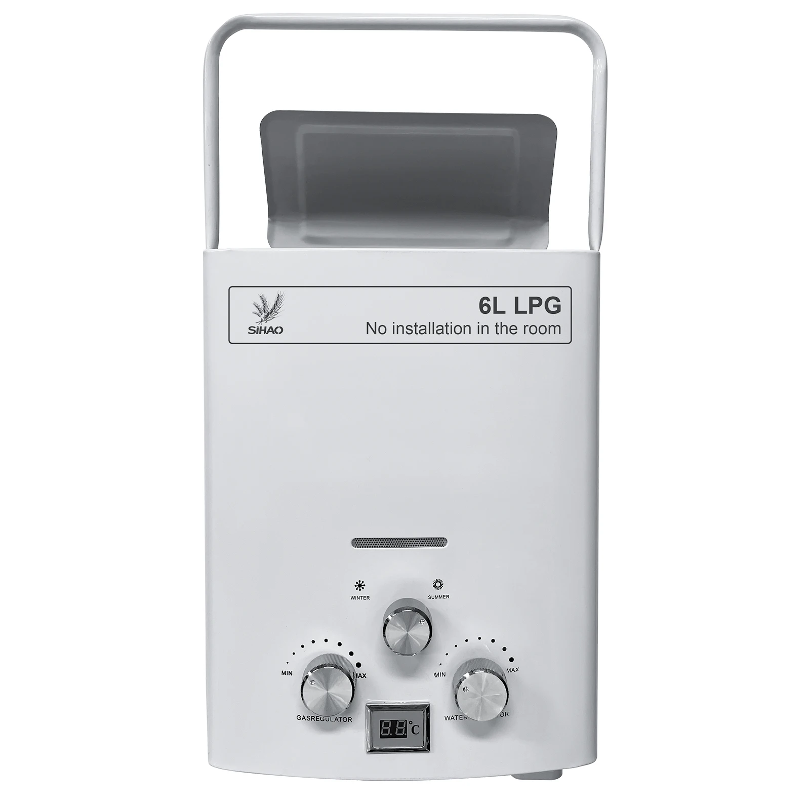 

SIHAO 6L Portable Outdoor Gas Water Heater with Digital Display Shower Head Pressure Regulator for Camping Travel