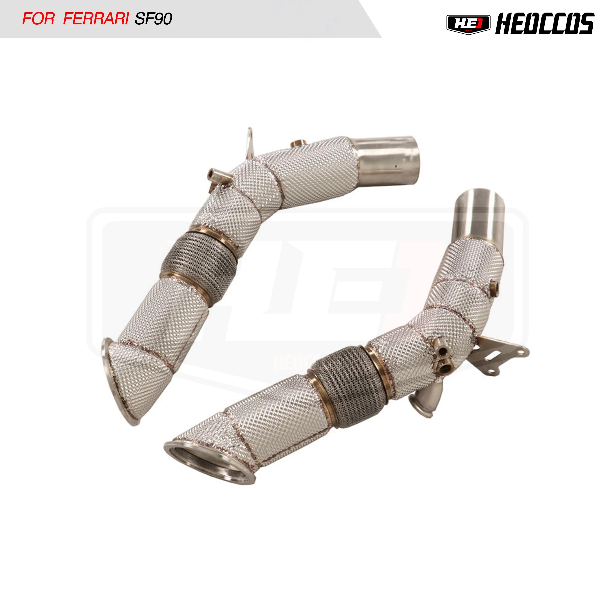 

HEO High flow stainless steel exhaust downpipe with heat shield for Ferrari SF90