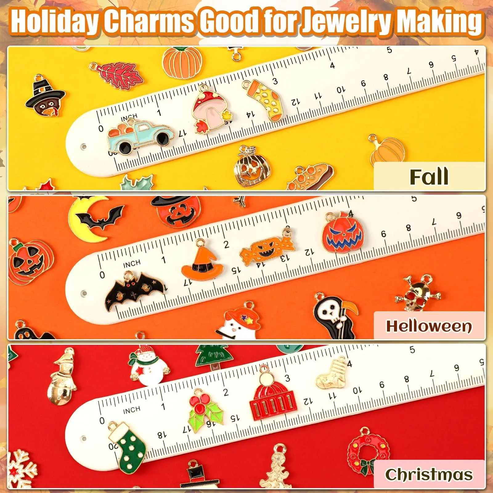 SANNIX 350Pcs Holiday Charm, Fall Thanksgiving Halloween Christmas Charms Gold Enamel Jewelry Bangle Pendants Bulk, for Bracelet Necklaces Earrings Making Supplies
