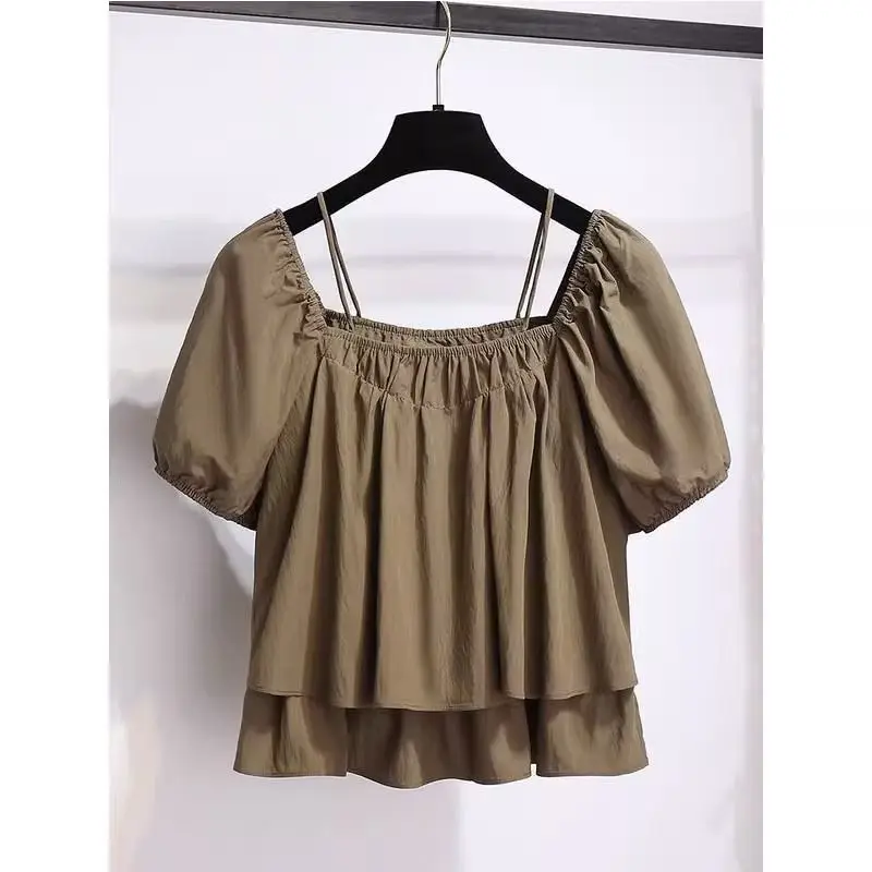 Setelan Dua Potong Wanita Celana Lebar Kasual Modis Musim Panas Anti Penuaan Trendi Ukuran Besar Pakaian Wanita