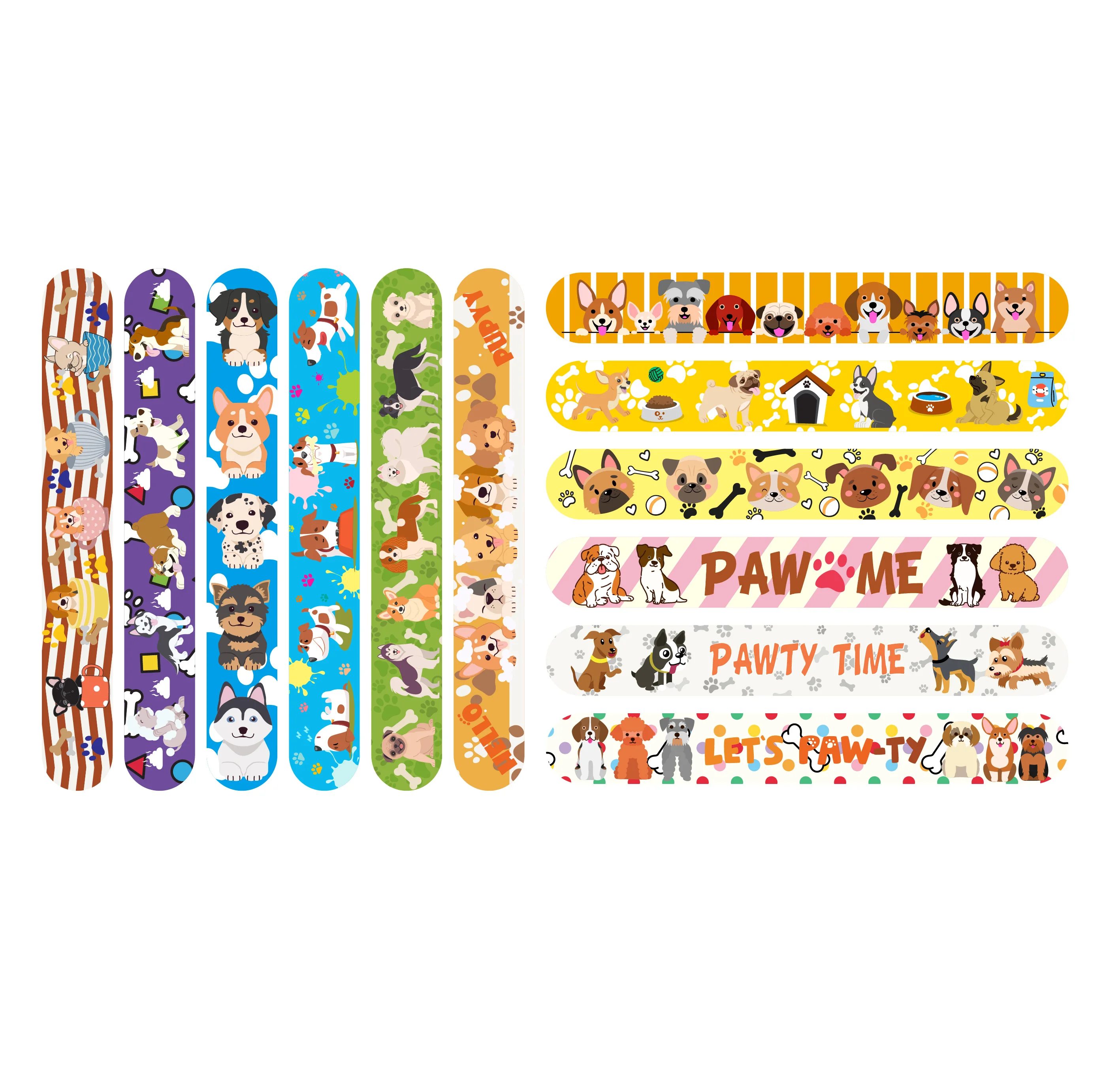 12pcs Cartoon Dog Slap Bracelets Cute Animal Shiba Inu Bracelet Children\'s Day Gifts Happy Kids Birthday Party Supplies