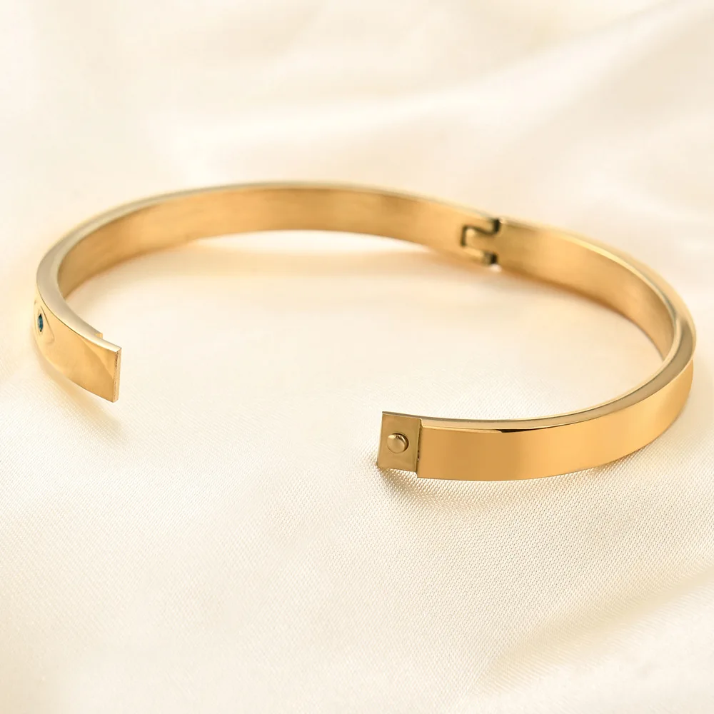 SOMMAR Fashion jewellery charms Gold Plated Girl bangles Colored Zircon 6mm Wide Bangle bracelet Women jewelry image 4