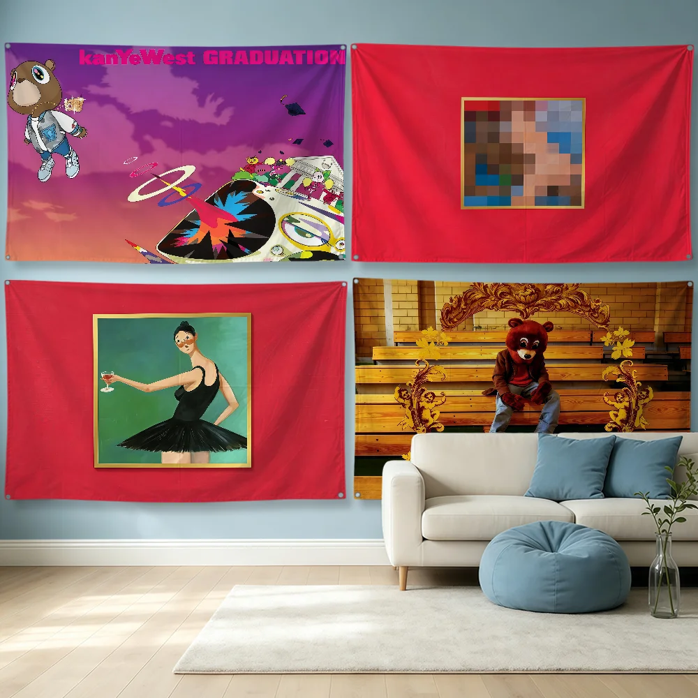 Singer K-Kanye West Flag Polyester Banner Flags For Party Club Outdoor Interior Wall Paper Decoration Banner