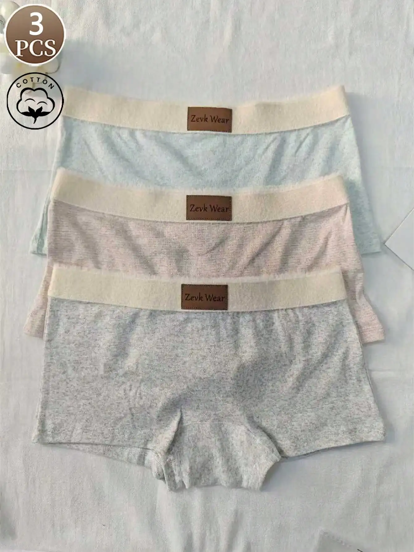 3-piece simple letter cotton women's briefs, leggings, safety pants, comfortable and soft women's underwear