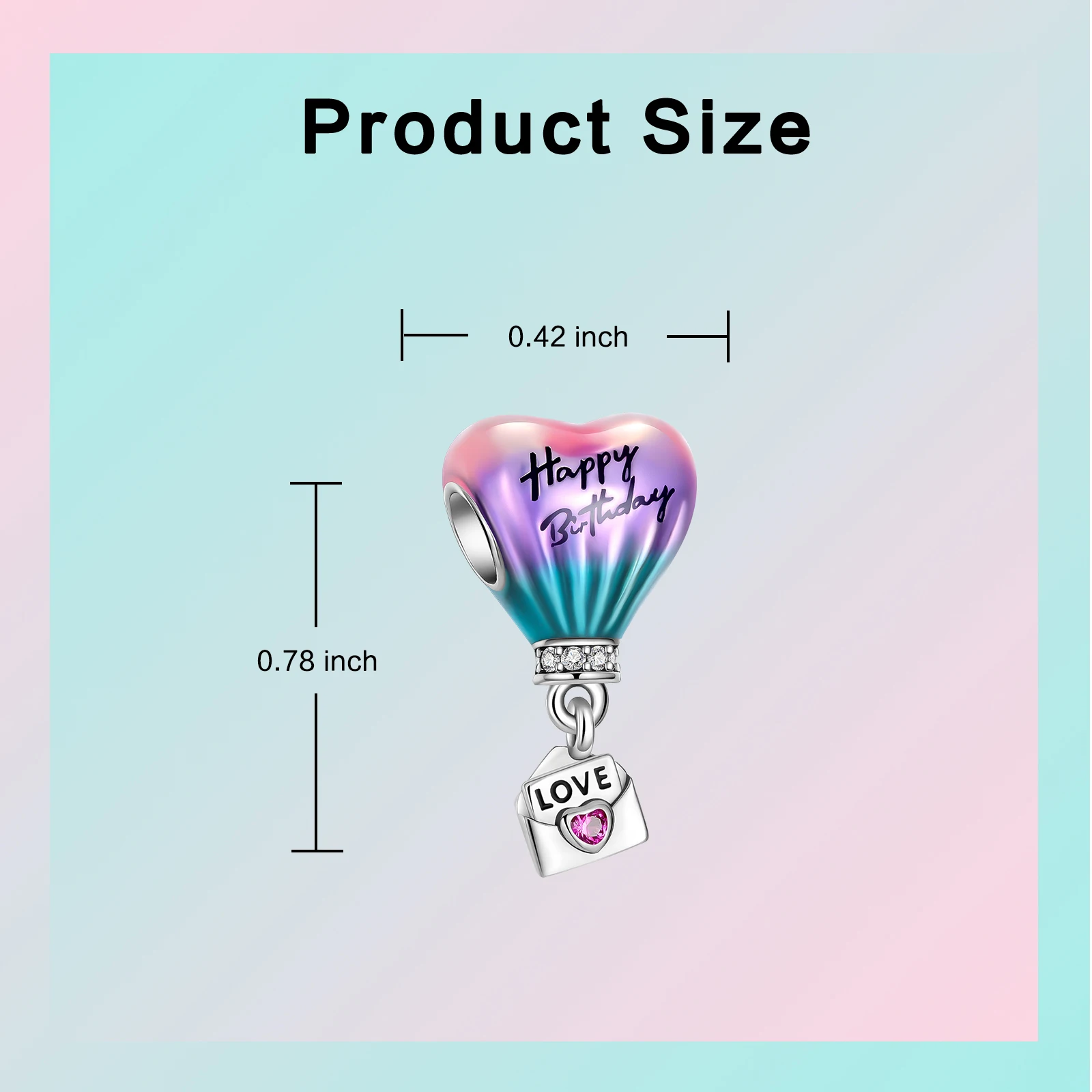 925เงินสเตอริ่งสุขสันต์วันเกิดสุขสันต์วันเกิดซองจดหมายบอลลูนอากาศร้อนสร้อยข้อมือเครื่องรางแพนโดร่าเดิมเครื่องประดับ DIY ของขวัญ