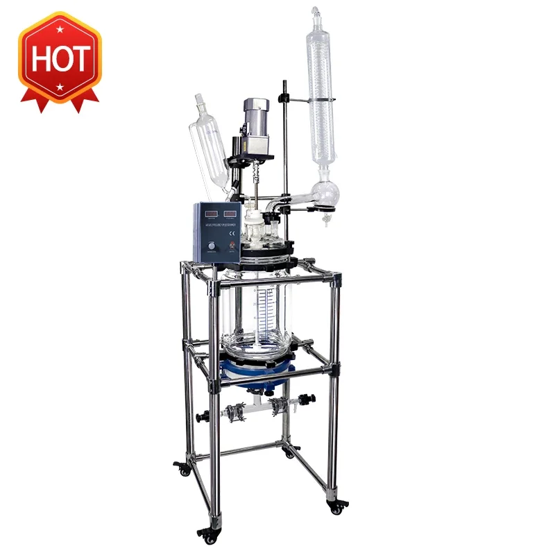 10L 20L 50L 100L 150L Laboratory Chemical Reactor Jacketed Double Layer Glass Reactor with Filter Plate