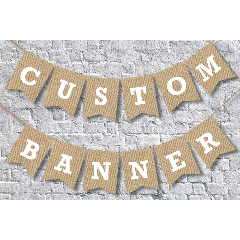 Personalized Burlap Banner Design Your Own Banner Photo Prop Birthday Party Decoration Rustic Vintage Sign Baby Shower Accessory