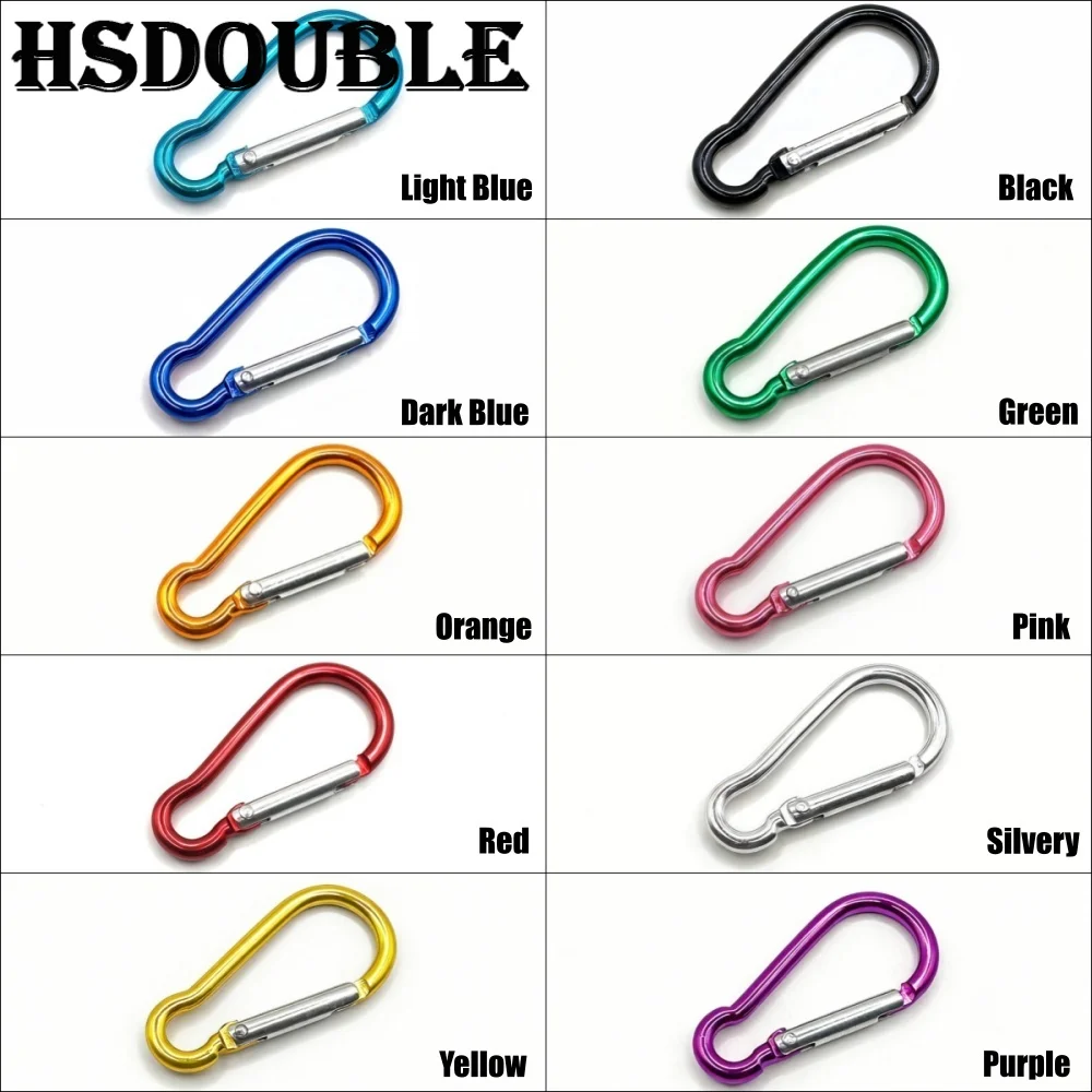 5-100Pcs Aluminum Carabiner Key Chain Clip Outdoor Camping Keyring Snap Hook Water Bottle Buckle Kit Climbing Accessories