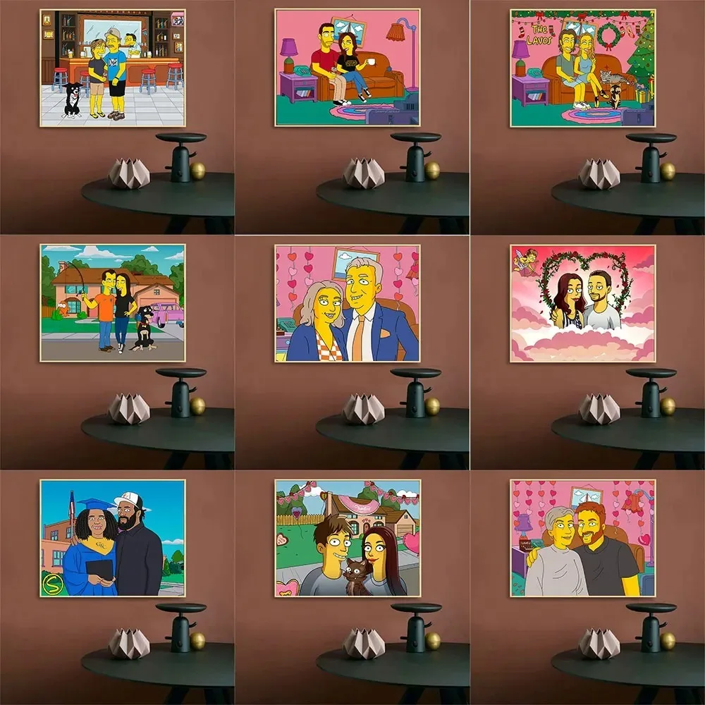 Ritratto giallo personalizzato Regalo di compleanno personalizzato per San Valentino Coppia poster e stampe Wall Art Canvas Painting Home Dec