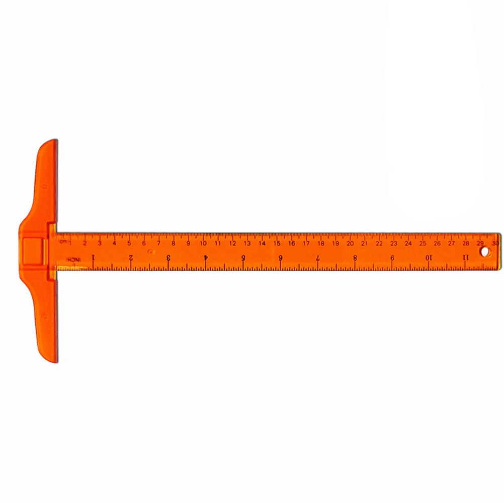 

2PCS T-Square Ruler Measuring Scale Drafting Tool Plastic Material Orange Student Engineer Precision Accuracy