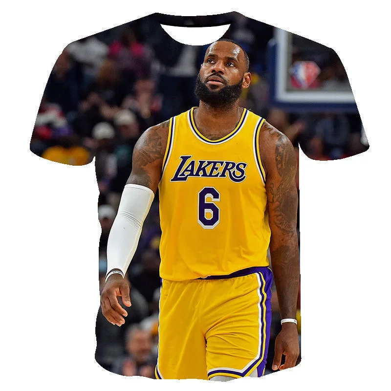 Summer NBA Stars 2024 nuova maglietta manica corta moda traspirante Casual adulto bambini Teen t-shirt Casual LeBron James 3d