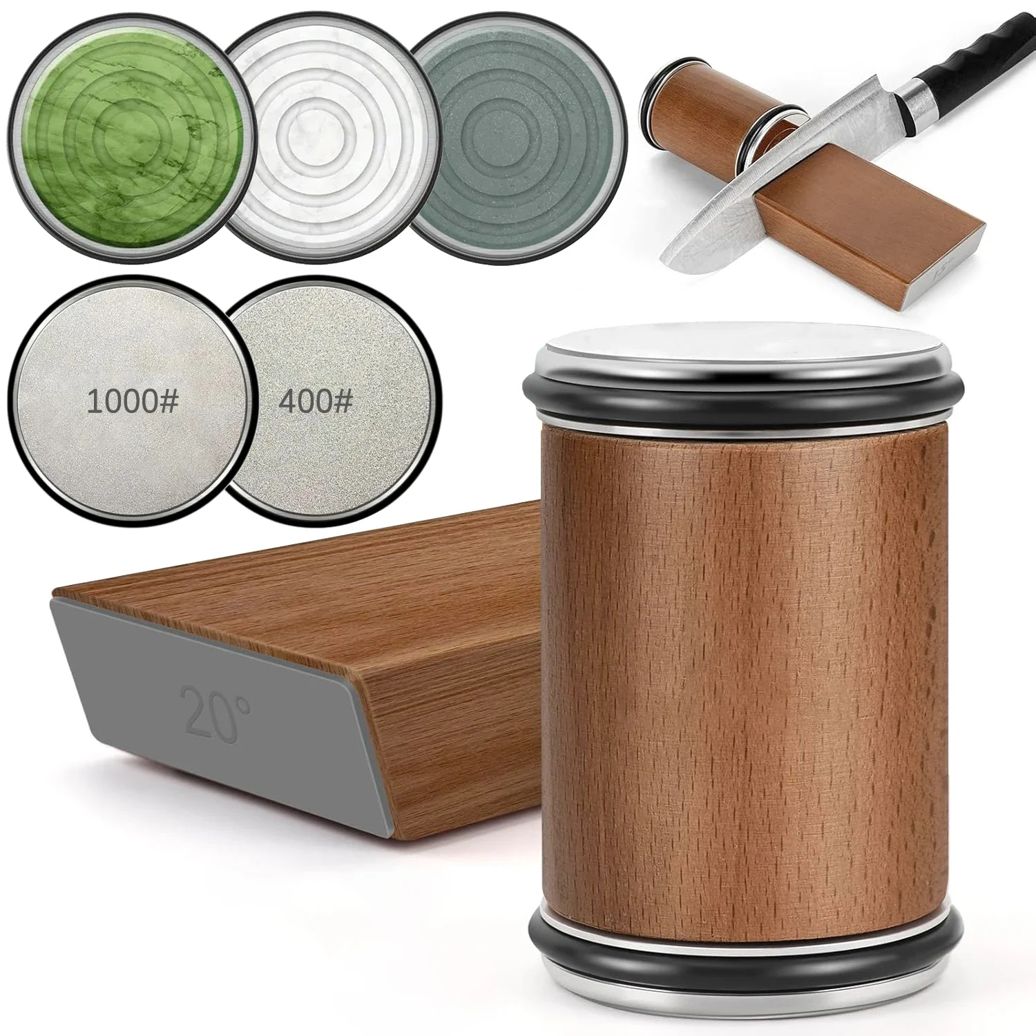 Pengasah Pisau Gulung Untuk Kit Pengasah Pisau Tepi Lurus Dengan 15/20 °   Sudut Magnetik Derajat Untuk Pisau Dapur Batu Asah Se