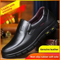 Genuine Top Layer Cowhide Men's Shoes Casual Soft Bottom Leather Business Shoes Breathable Comfortable Spring Autumn Dad Shoes