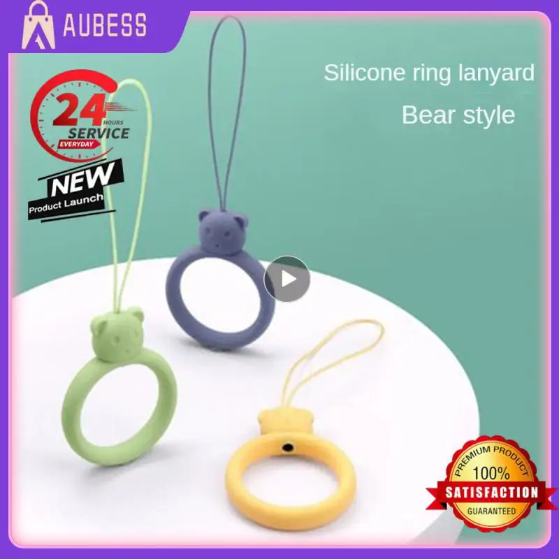 1PCS Cartoon Cute Smooth Comfortable Liquid Little Bear Soft Portable Multifunction Key Chain Silica Gel Elastic Ring Lanyard