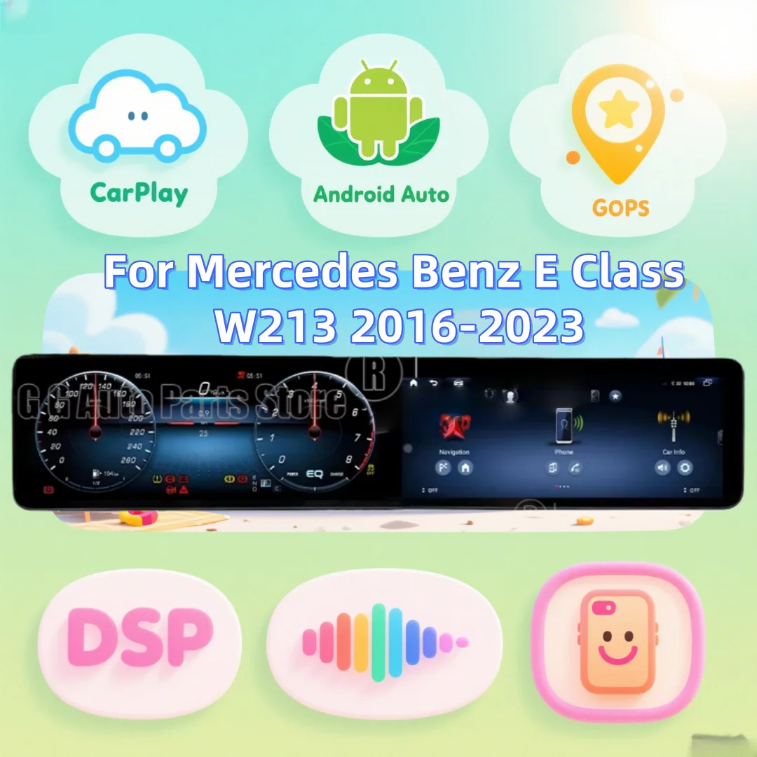 

12.3" Dual Screen For Mercedes Benz E Class W213 2016-2023 Android 13 Car Radio Multimedia Player Navigation GPS Carplay WIFI BT