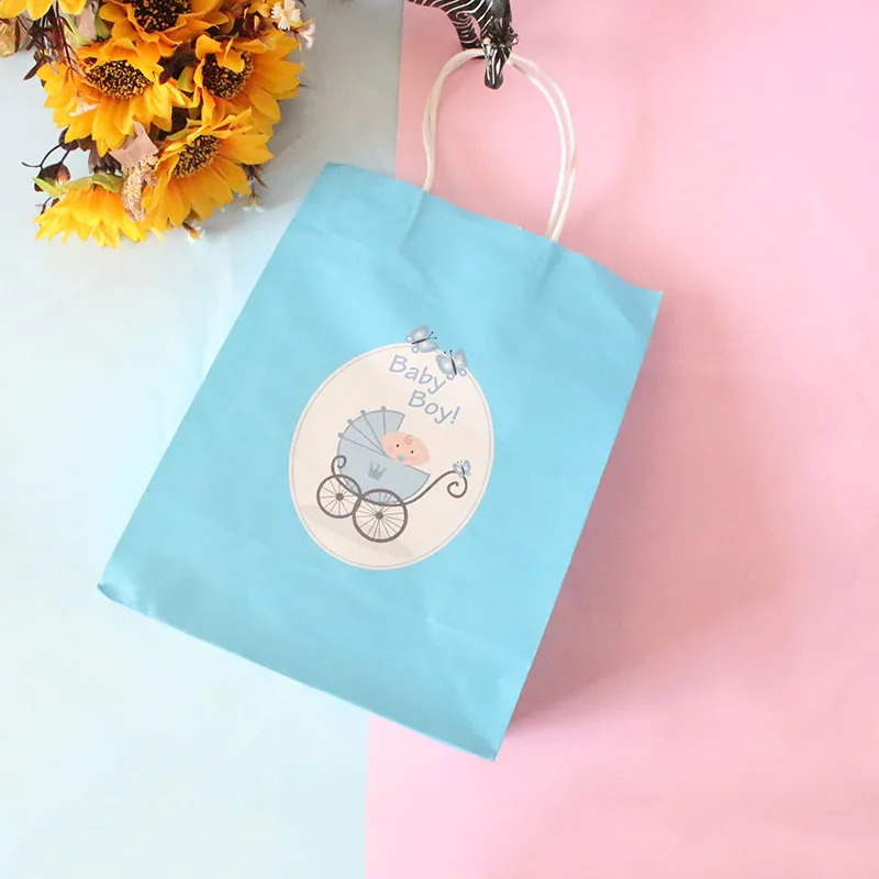 10/20pcs Baby Birthday Party Souvenirs Chocolate Paper Gift Bag Boy Girl Gift Bags Baby Shower Decorations Candy Bags