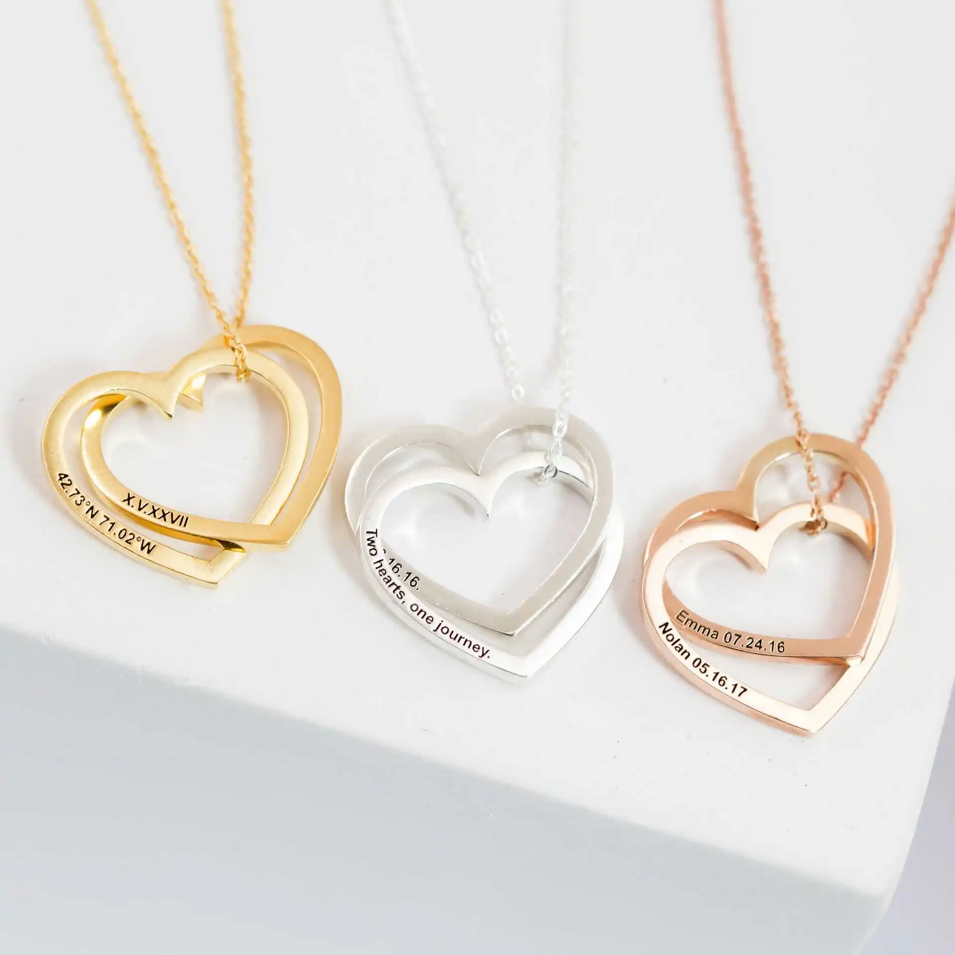 

2025 New Simple Heart Necklace Personalized Stainless Steel Custom Name O-Word Chain Fashion Clavicle Chain Jewelry gifts