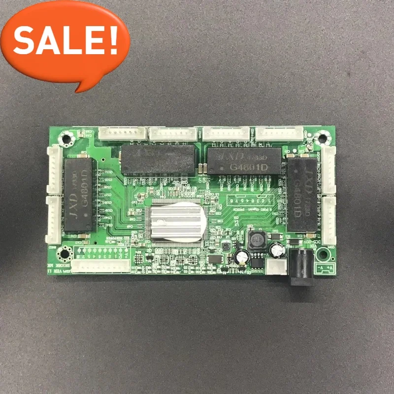 OEM PBC 4/8Port Gigabit Ethernet Switch Port with 4/8 pin way header 10/100/1000m Hub 4/8way power pin Pcb board OEM screw hole