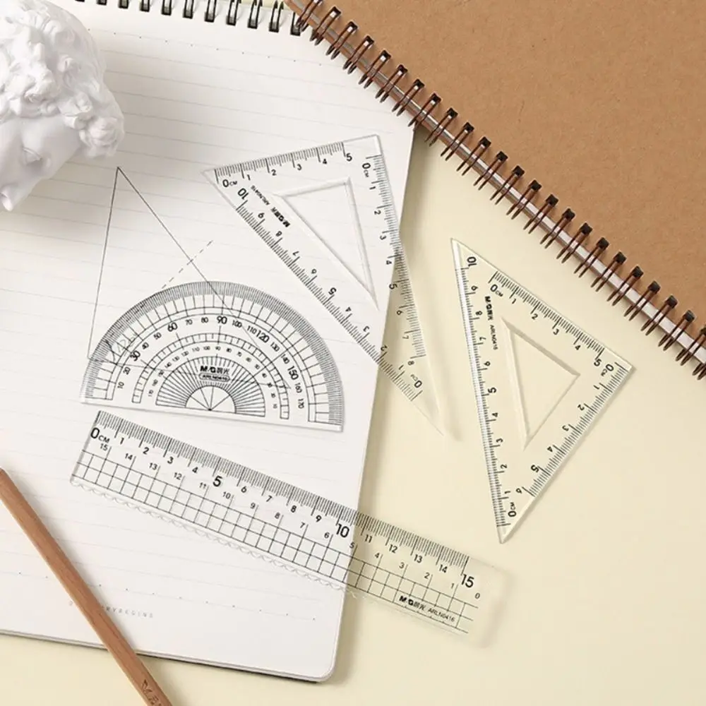 4Pcs/set Plastic Ruler New Cartoon Transparent Capybara Ruler Set Stationery Gift Drawing Ruler