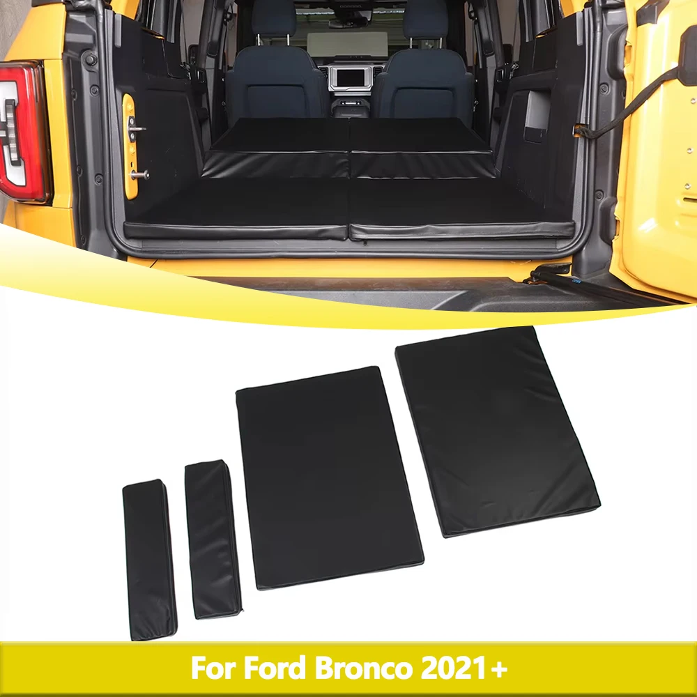 Rear Trunk Folding Mattress for Ford Bronco 4-door 2021 2022 2023 Black Outdoor Camping Folding Mat Interior Car Accessories