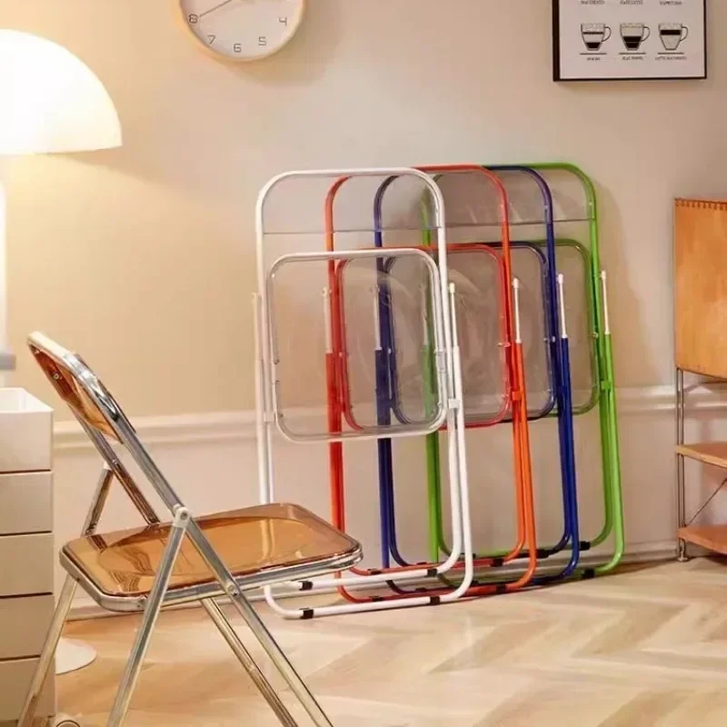 Dining Clear Acrylic Folding Chair Home Lounge Chair Dinning Chair Furniture Influencer Photo Shoot Boutique Makeup Vanity