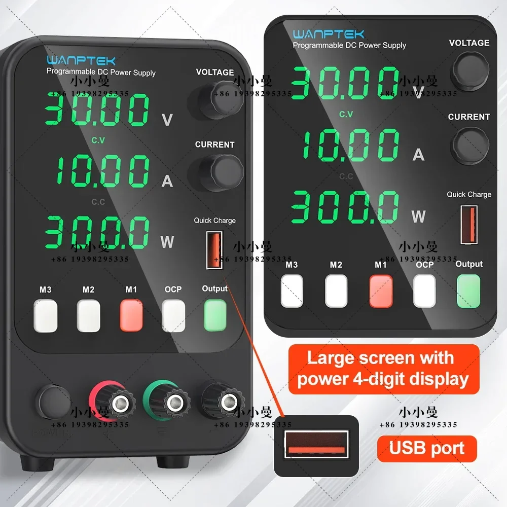 Wanptek 30V 5A 10A Switching Power Supply with 3 Groups Memory Storage Laboratory Work Regulated Power Supply Preset Current