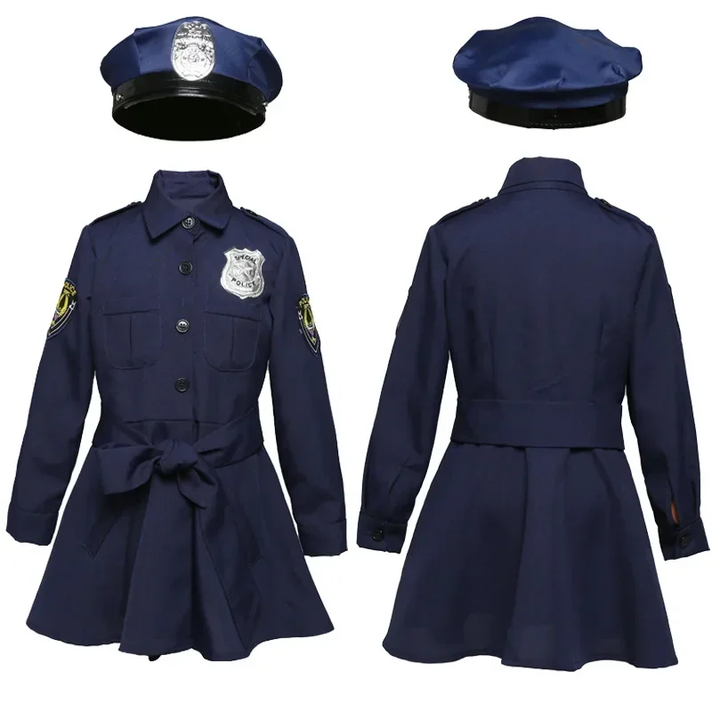 Halloween Girl Cop Uniform Child Costume Kid Children's Day Cosplay Party Fancy Dress