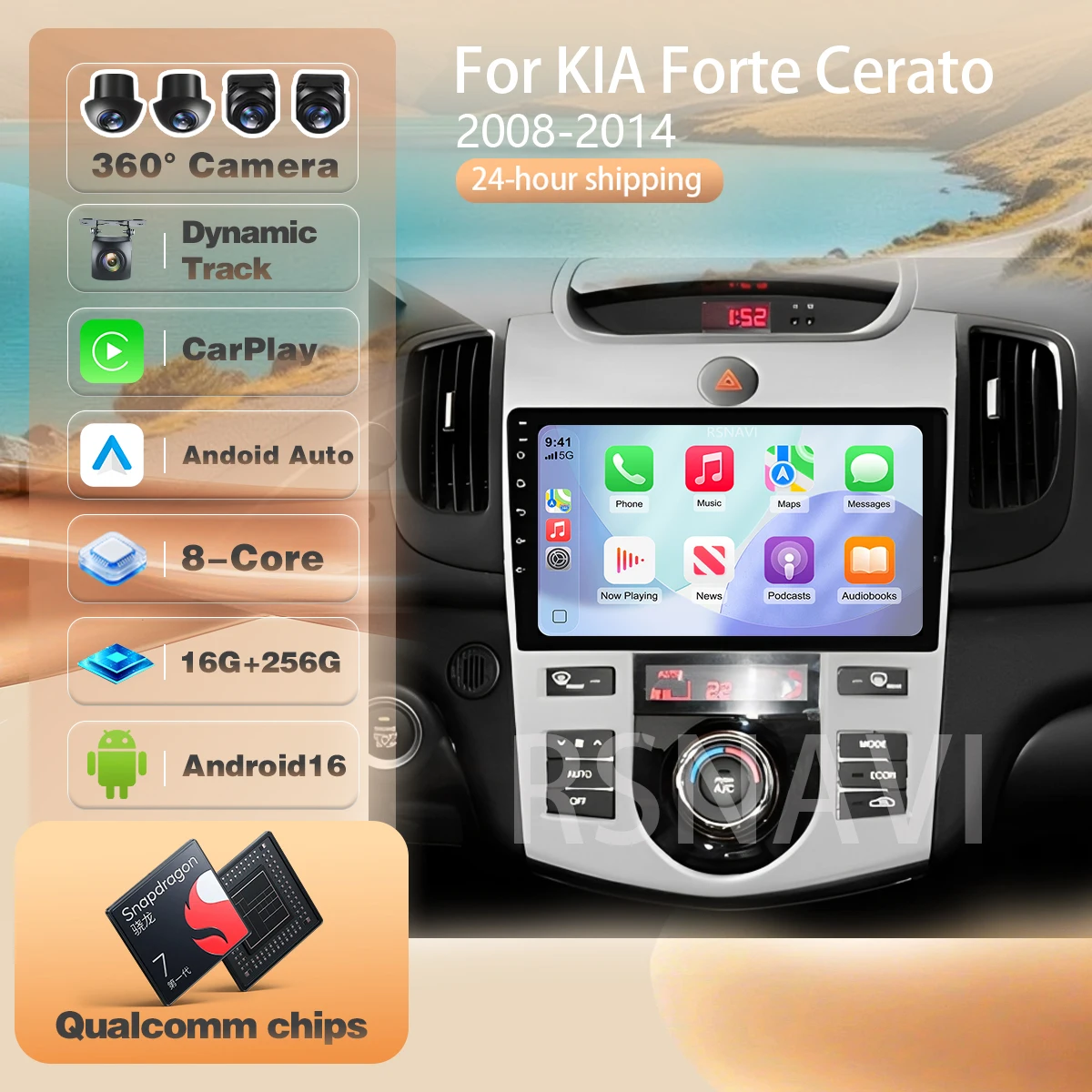 For KIA Forte Cerato 2008 - 2014 wireless Carplay Auto dsp wifi Multimedia Player BT video Car radio 2din Head Unit Android 16
