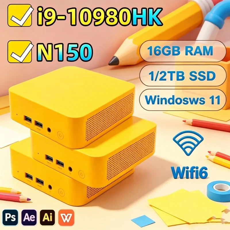 2026 Mini PC Intel I9‑10980HK/N150 Windows 11 16GB 1TB SSD Gamer Computer Dual WIFI 6 BT5.2 4K HD Desktop Steady Execution