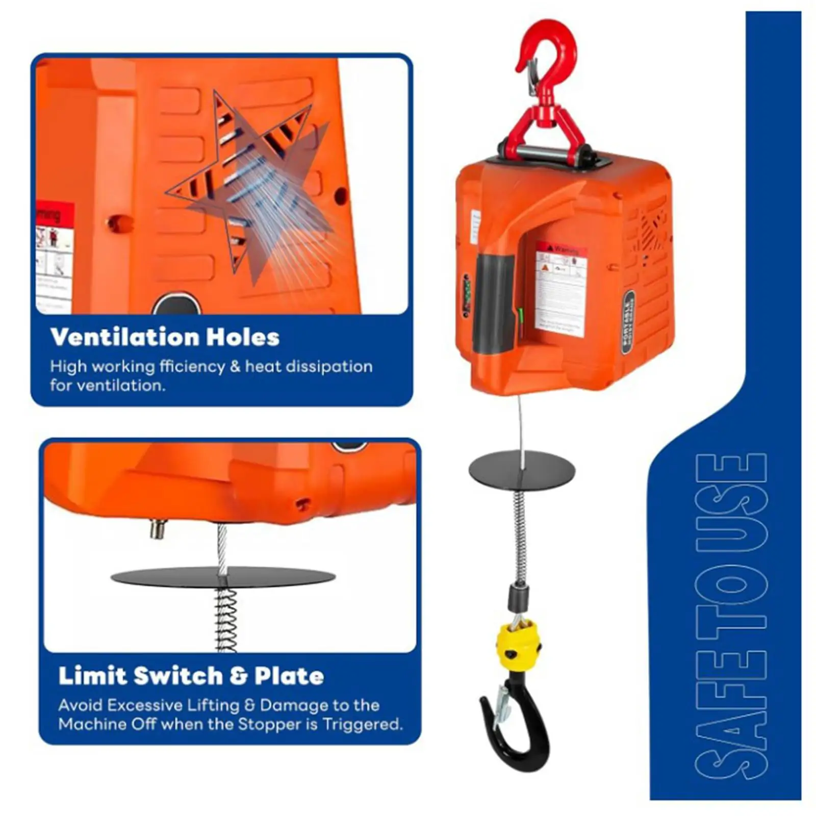 

Electric Hoist Winch UK Adapter Winch Crane for Warehouses Boats Lifting