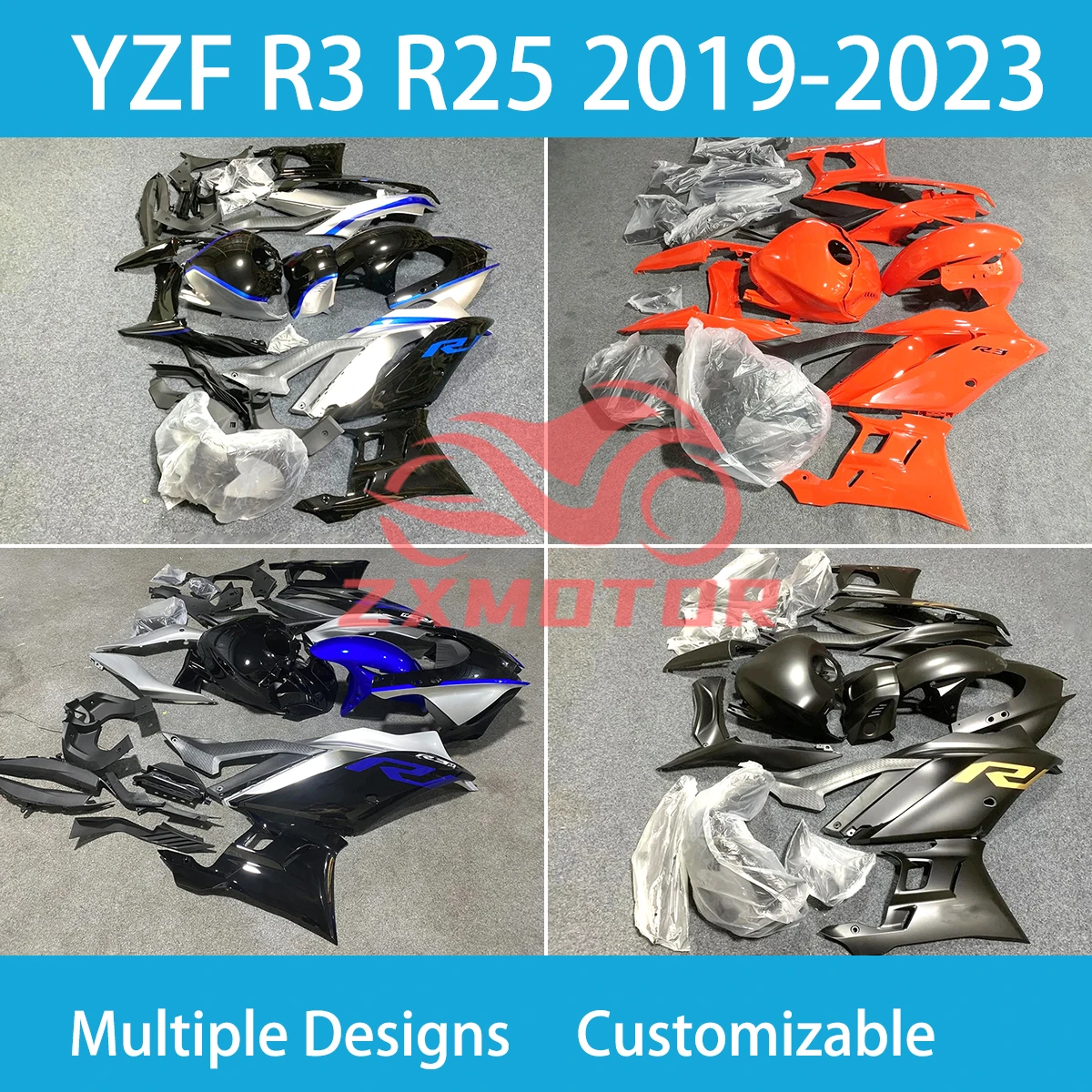 ABS Fairing Kit YZF R3 R25 19 20 21 22 23 Motorcycle Fairings Injection Molding Fit for YAMAHA YZFR3 2019 2020 2021 2022 2023