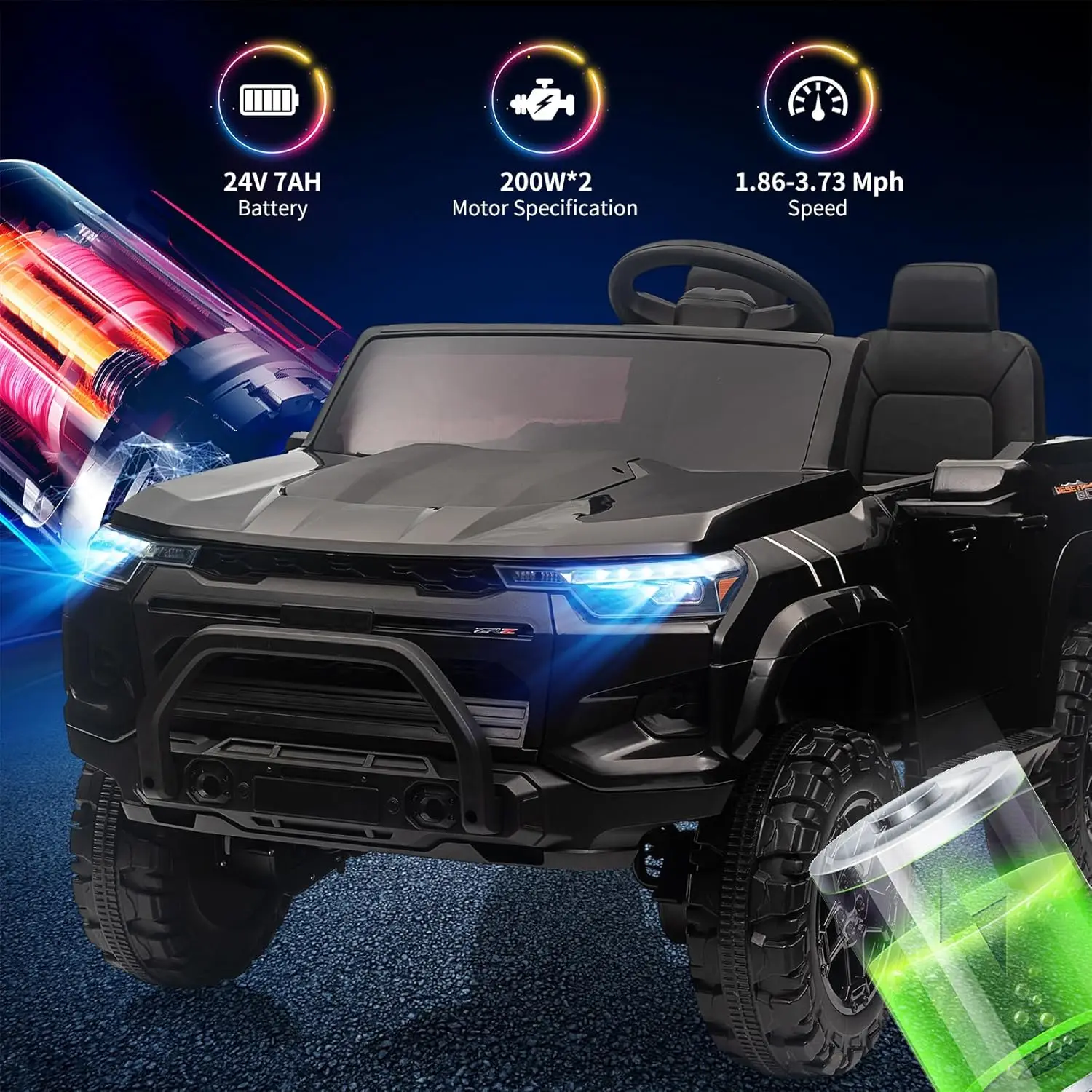 24V 2 places enfants monter sur camion électrique monter sur voiture jouet pour les tout-petits véhicule alimenté par batterie avec télécommande, coffre, poignée