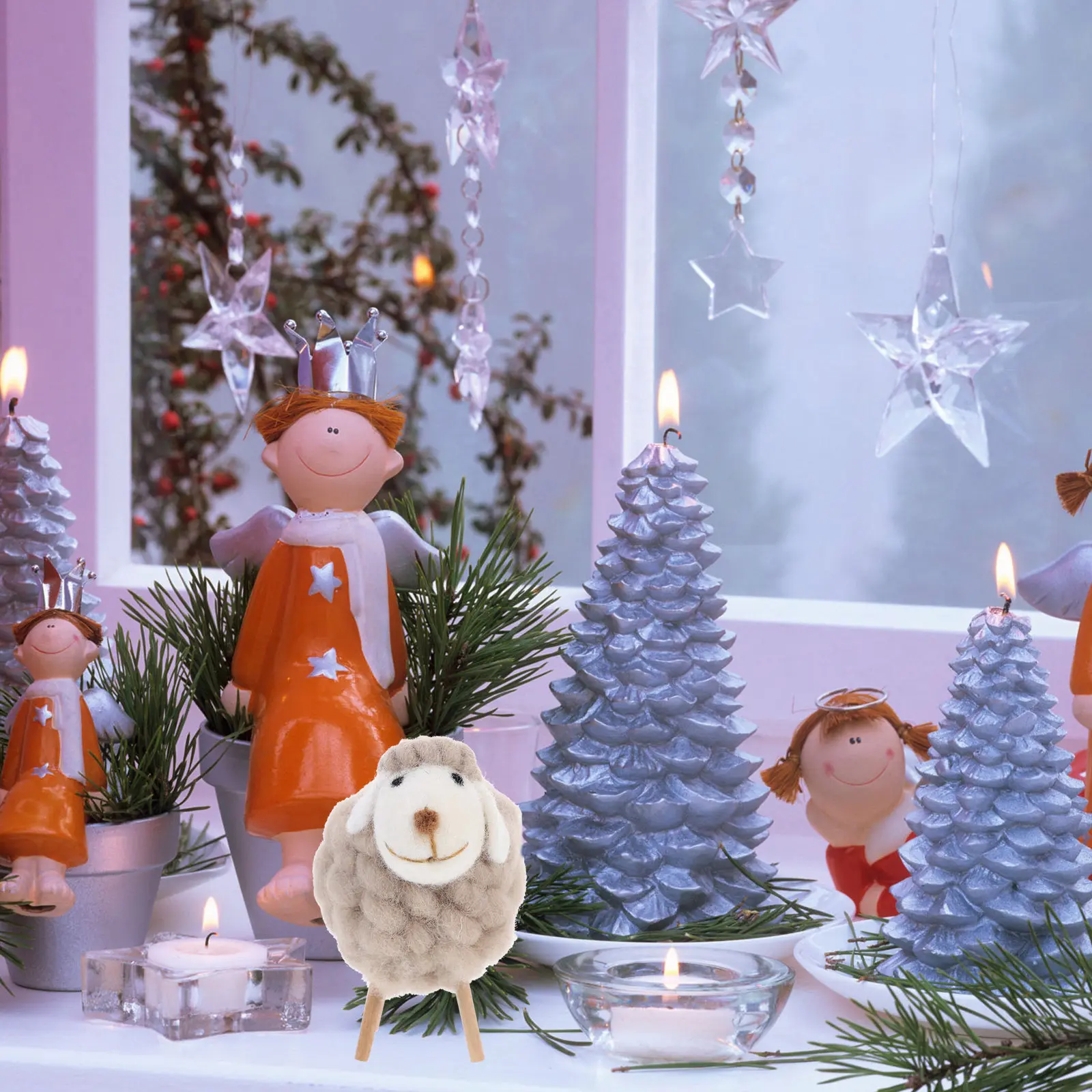 

Набор декоративных фигурок овец из войлока: Рождественский декор для дома, гостиной, двора, праздничное украшение для вечеринок, настольный, маленький, элегантный, ручной работы, подарок