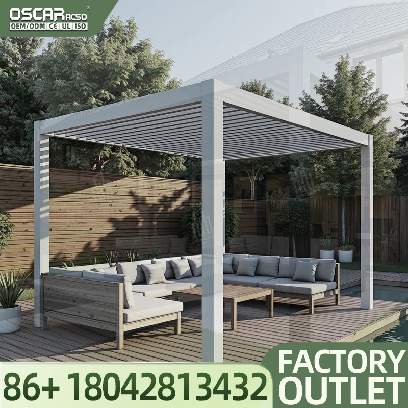 3m X 6m 4m X 6m 4X5 Meter Louvered Aluminum Patio Shelter Outdoor Structure for Garden Backyard Pergola
