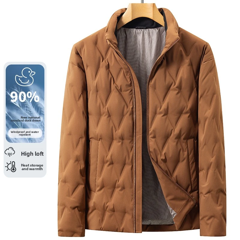 Winter Men Short Down Jacket 90% Duck Down Stand Collar Diamond Quilt Windproof Light Warm Casual Male Outerwear Coat