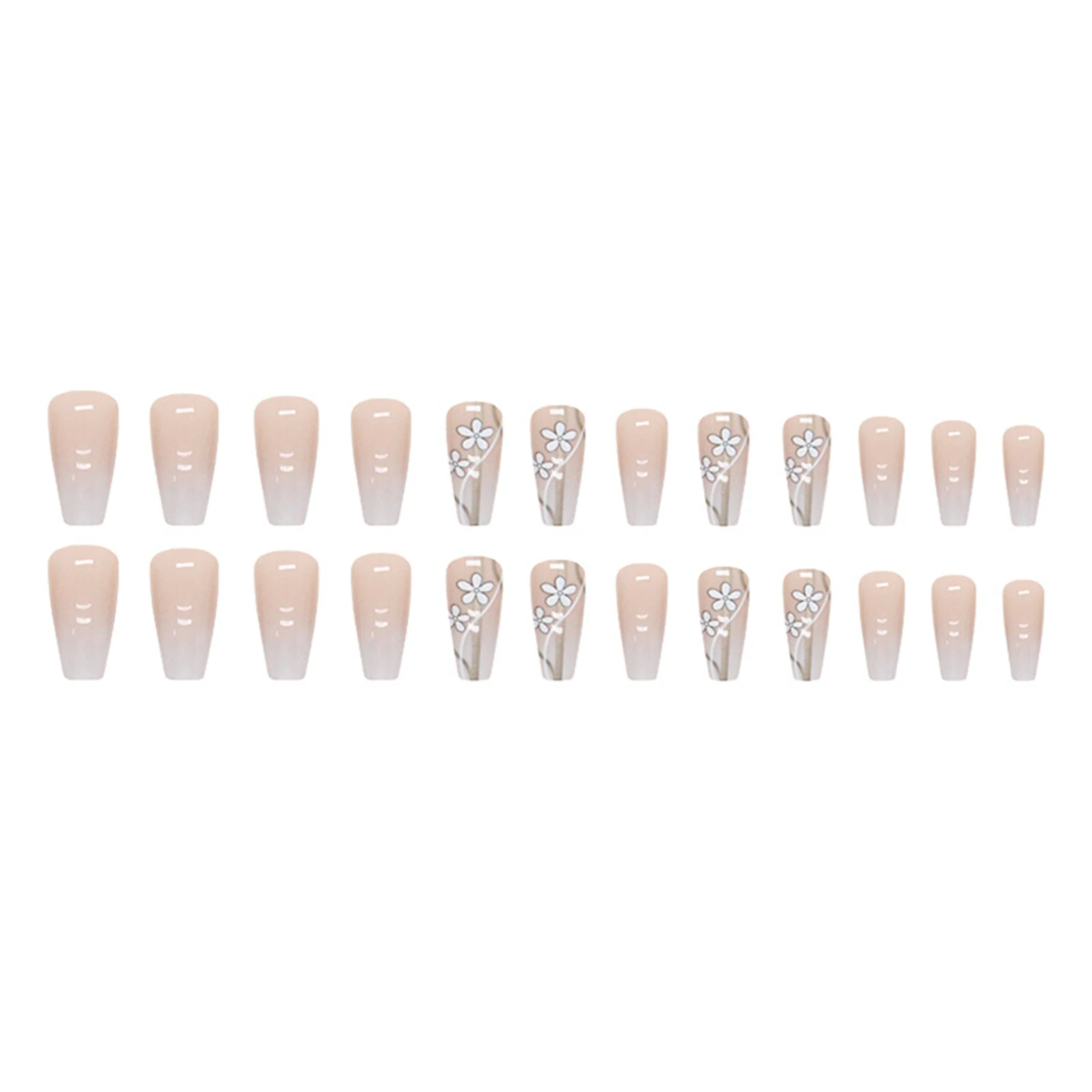 Beige Gradient Square Fake Nails Durable & Never Splitting Comfort Fake Nails for Daily Office Routine Duties