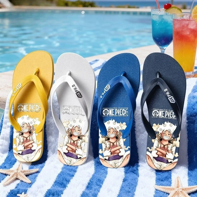 

One Piece anime Kawhi Nika Luffy peripheral flip-flops summer trend can be worn outside deodorant wear-resistant couple sandals